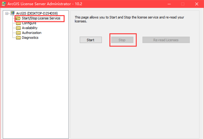 arcgis 10.2 安装教程（含下载地址）
，我按照arcgis10.2安装教程安装的时候在license sever administrator时不能选在STOP选项？图1