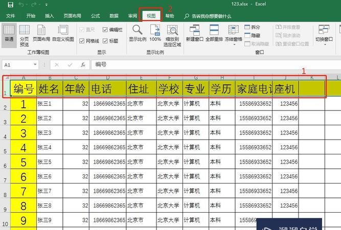 excel中怎么固定第一行第一列
，2010excel中如何固定第一行和第一列？图1