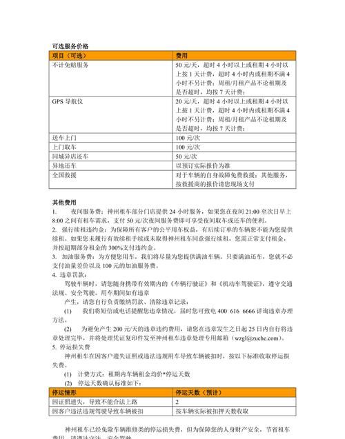 了解神州租车其他费用规则说明
，神州租车海口费用明细表？图2