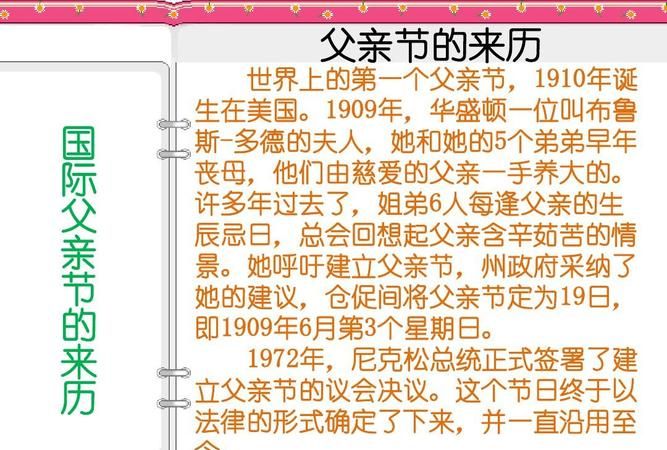 父亲节由来的主要内容五十字